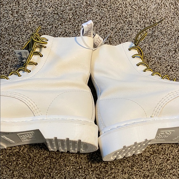 Dr. Martens White Leather Lace-Up Boots